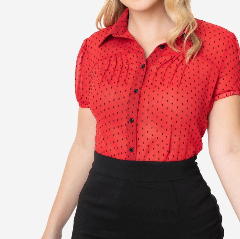 Unique Vintage Polka Dot Pinup Girl Blouse